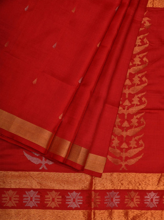 Red Uppada Silk Handloom Saree with Karpur Pallu Design u1960