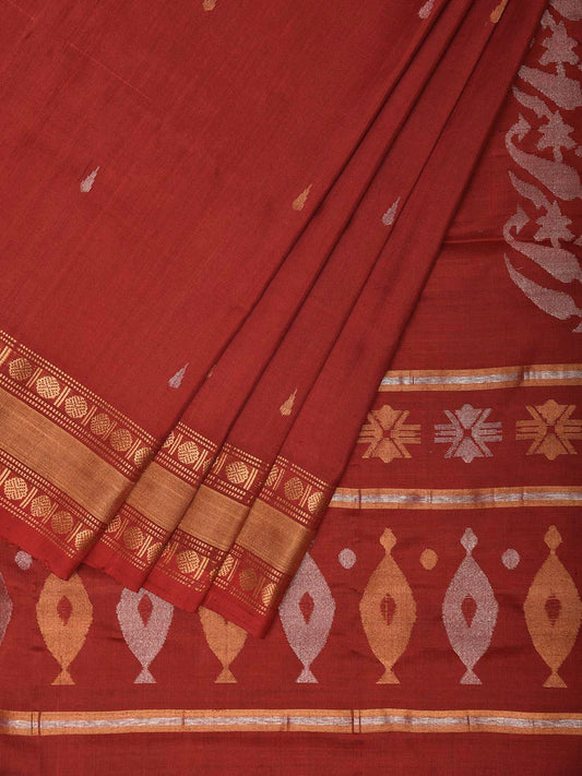 Red Uppada Silk Handloom Saree with Karpur Pallu Design u2295