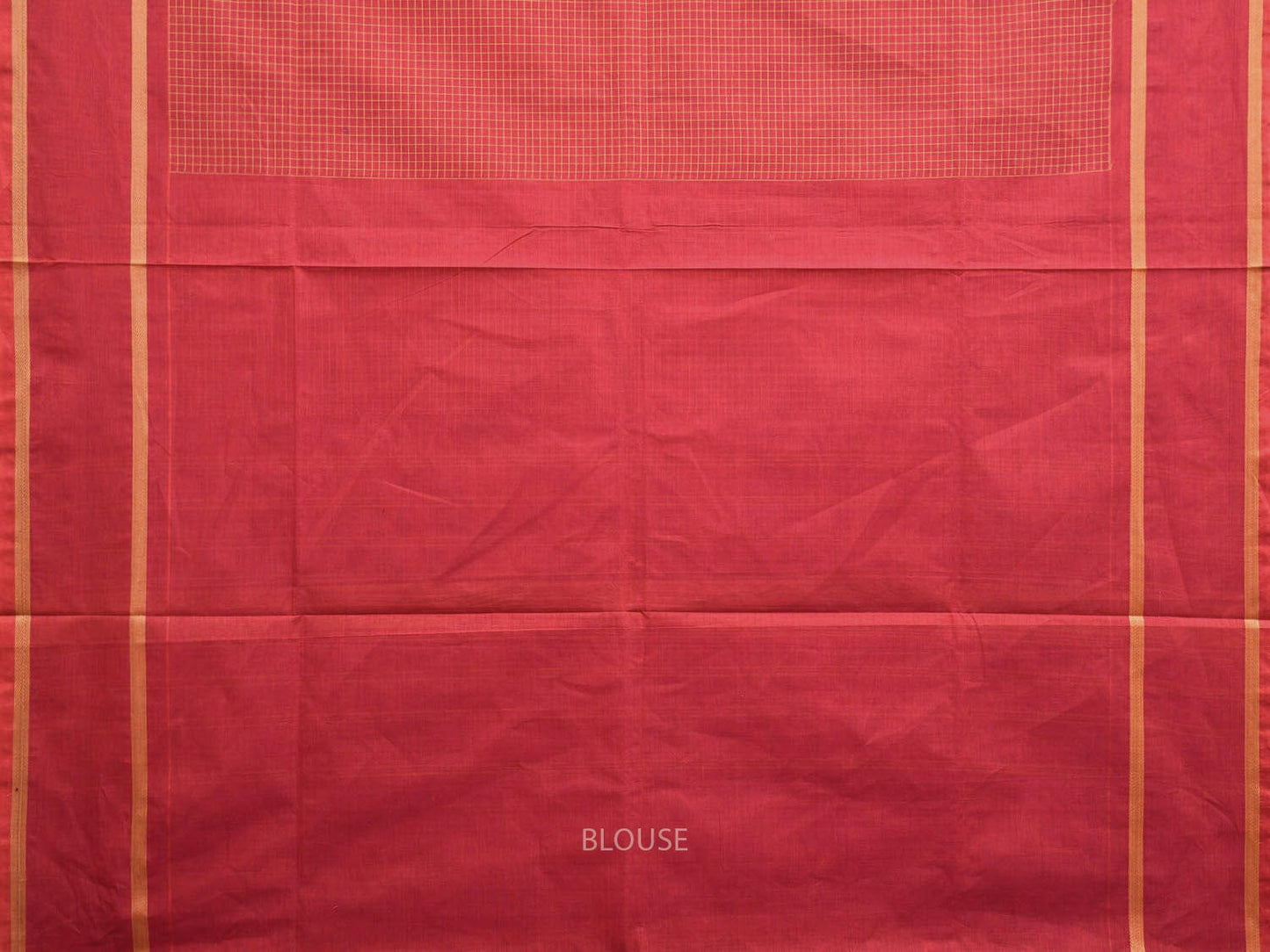 Red Venkatagiri Cotton Saree with Checks and Strips Pallu Design v0078