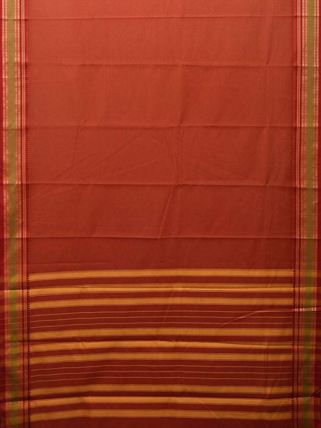 Rust Bamboo Cotton Plain Saree with Border Design bc0079