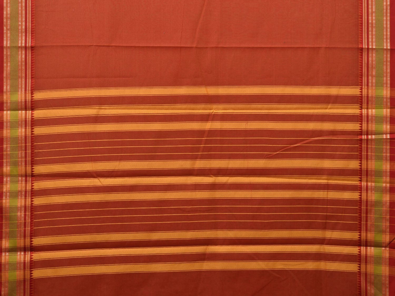 Rust Bamboo Cotton Plain Saree with Border Design bc0079