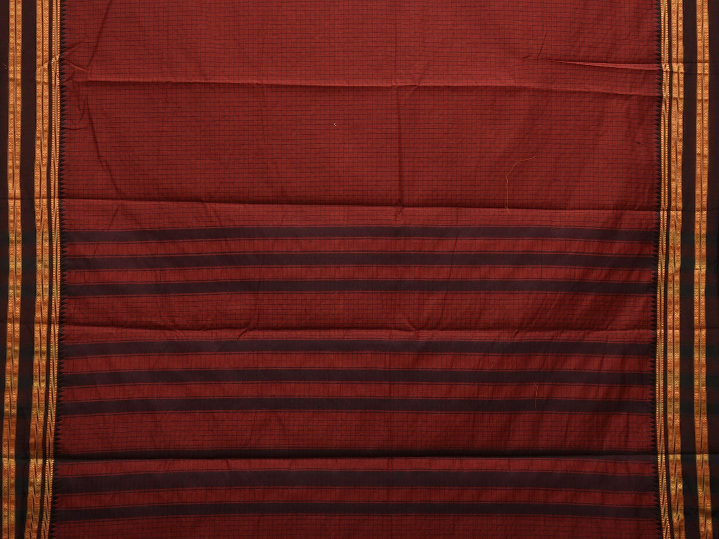 Rust Bamboo Cotton Saree with Checks Design bc0075