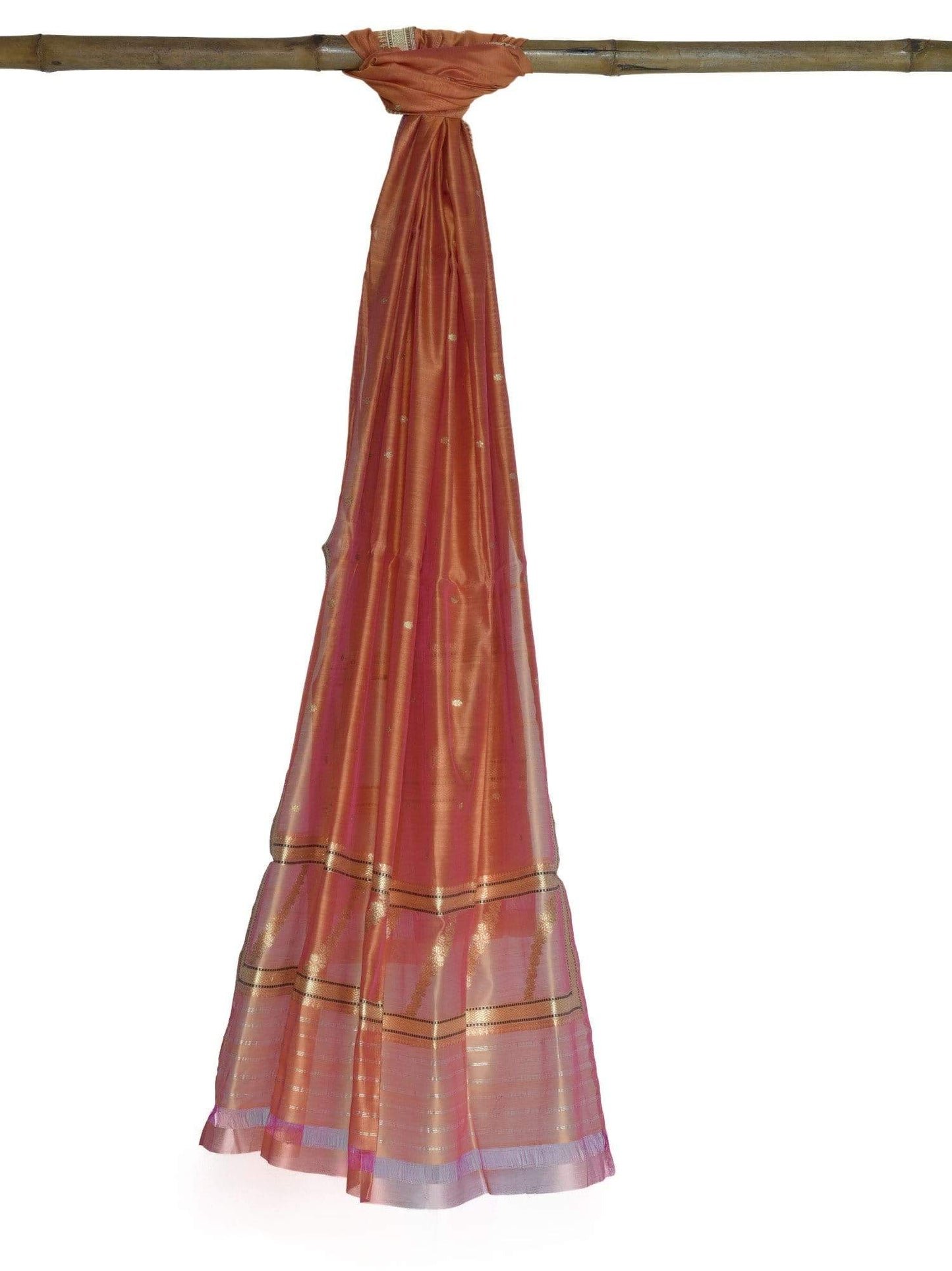 Rust Banaras Cotton Silk Handloom Dupatta with Zari Border ds1644