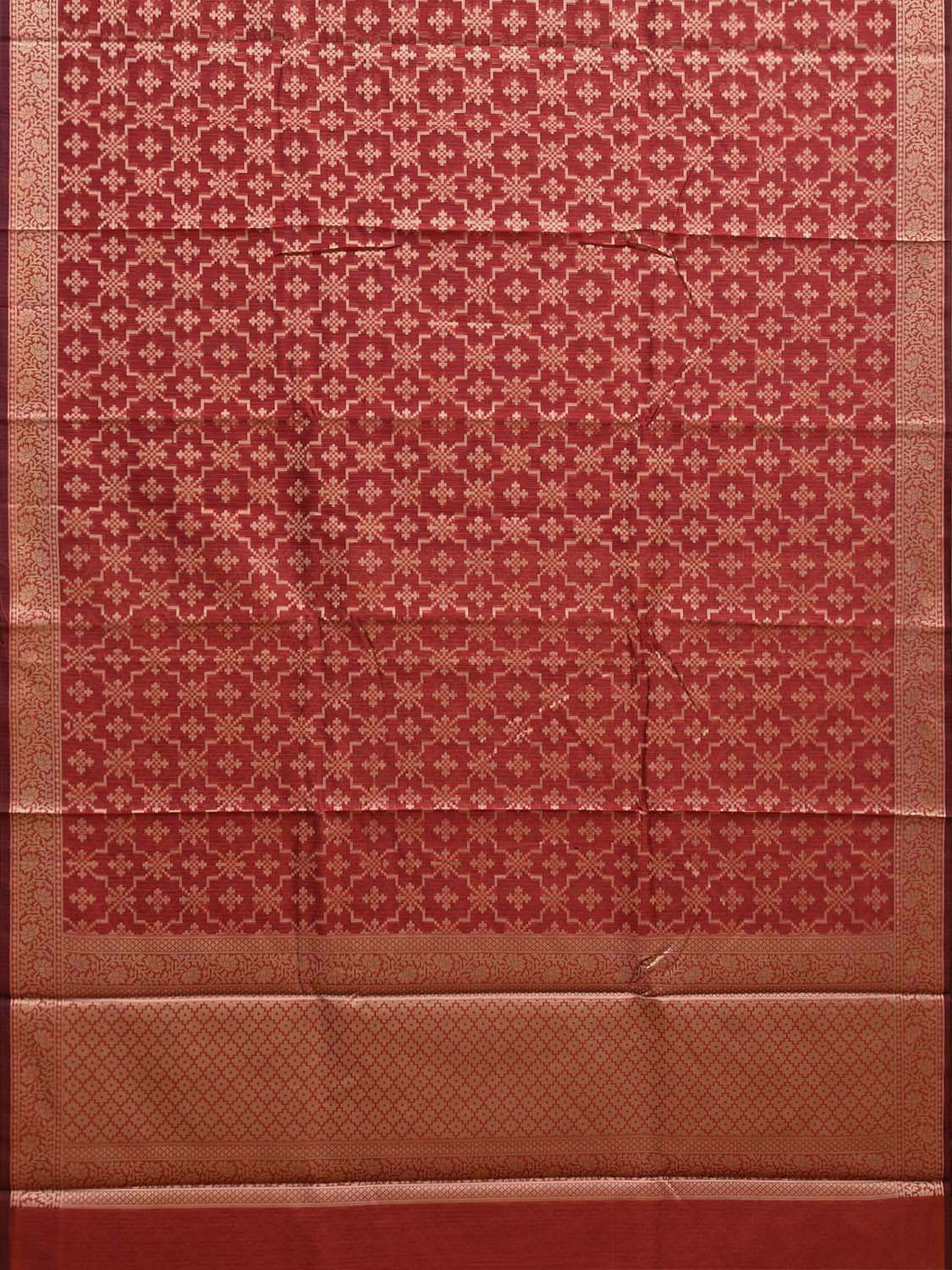 Rust Dhakai Jamdani Cotton Viscose Saree with Grill and Border Design dj0064