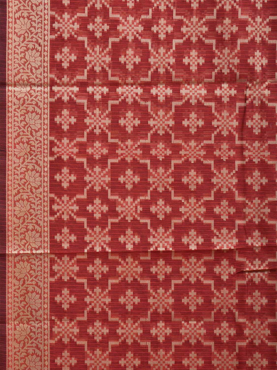 Rust Dhakai Jamdani Cotton Viscose Saree with Grill and Border Design dj0064