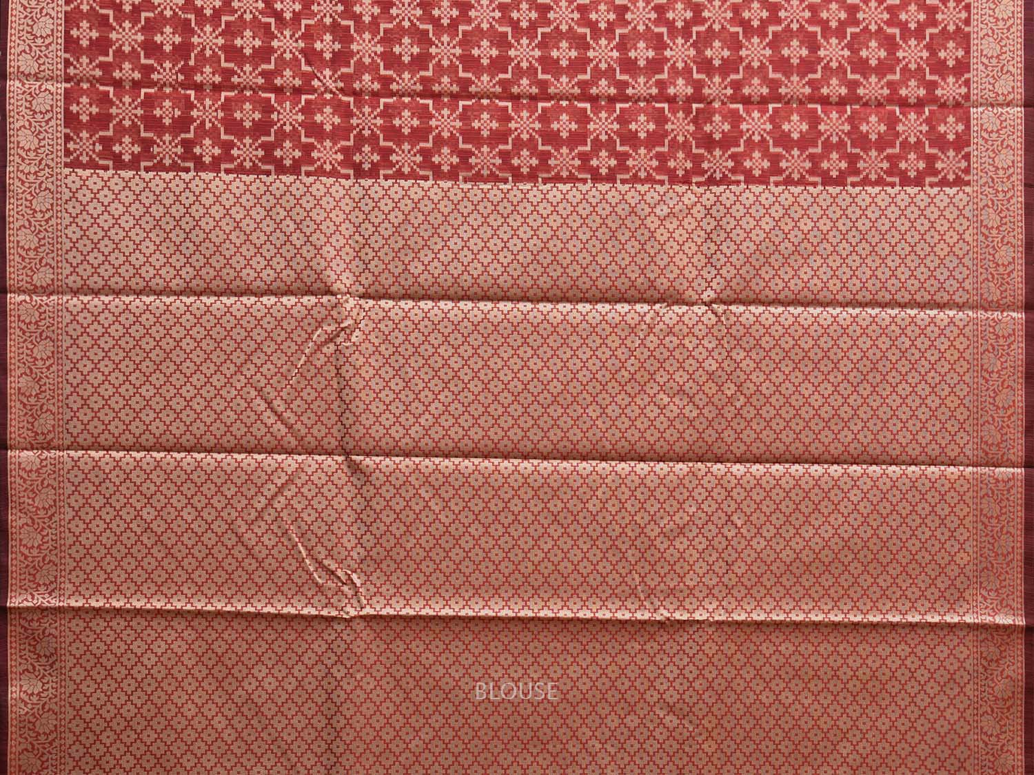 Rust Dhakai Jamdani Cotton Viscose Saree with Grill and Border Design dj0064