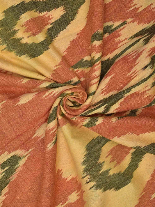 Rust Ikat Cotton Handloom Fabric With Indonesian Design F0087