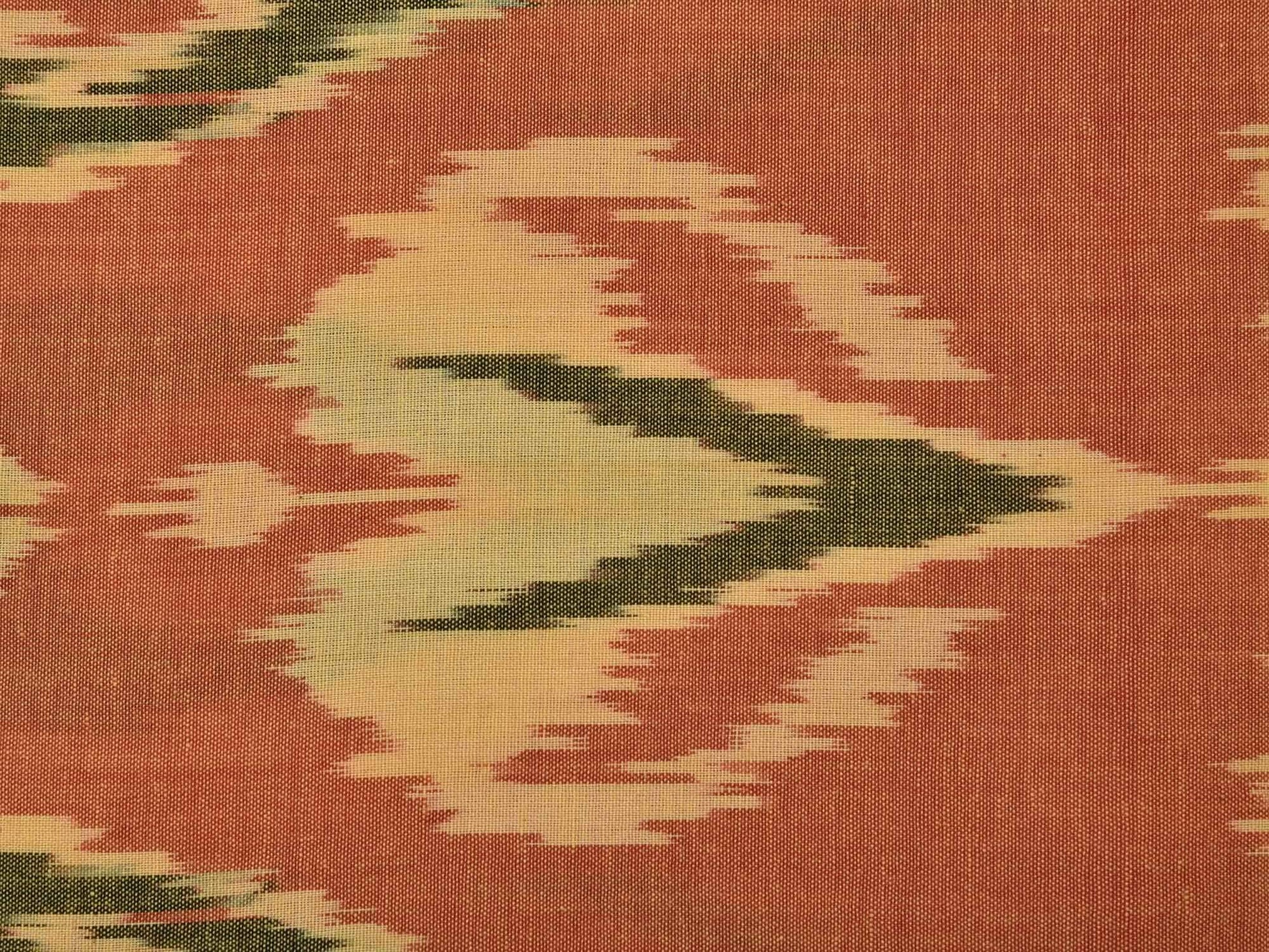 Rust Ikat Cotton Handloom Fabric With Indonesian Design F0087