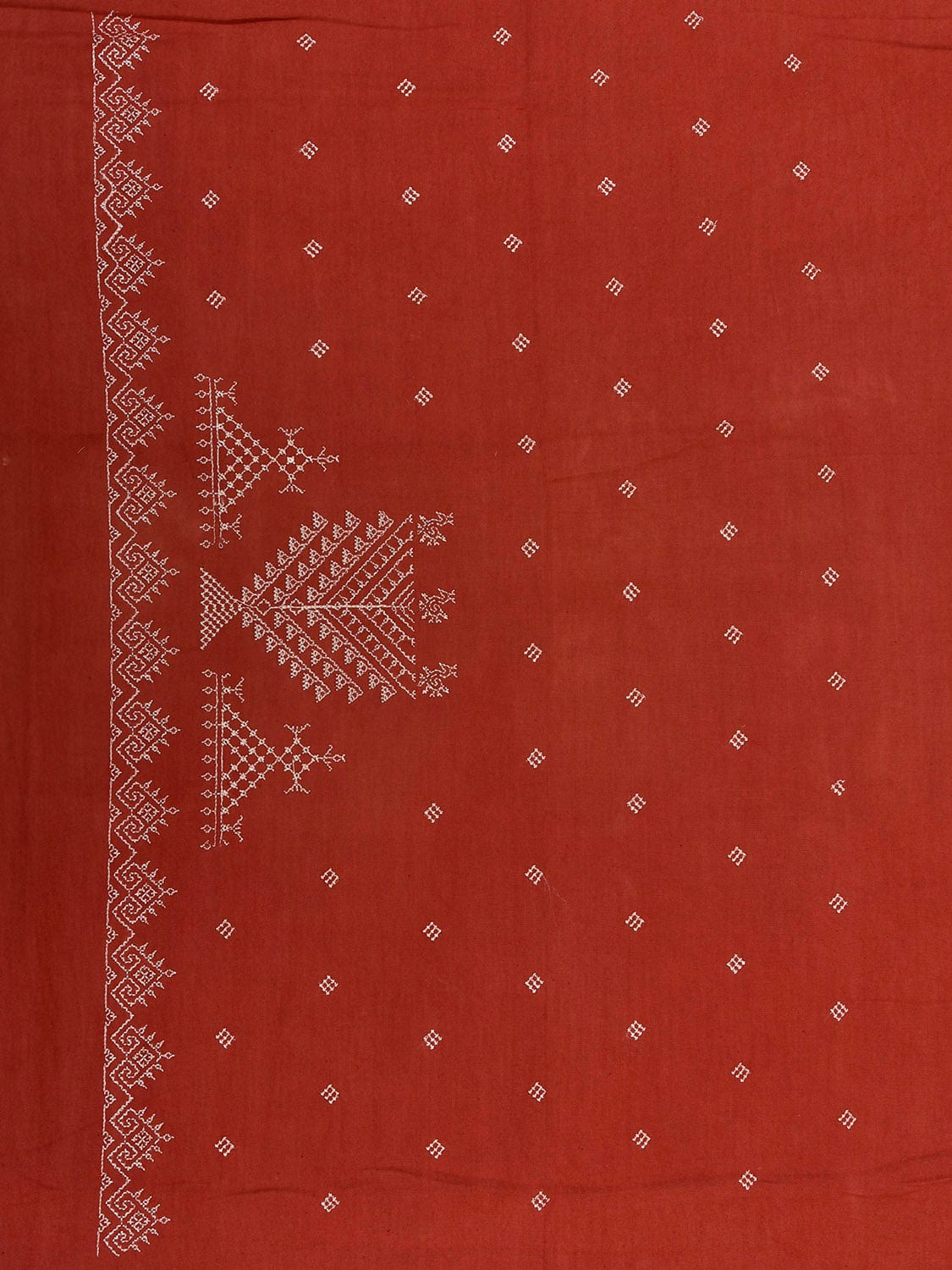 Rust Kasuti Khadi Cotton Blouse with Peacock Design Length 1mt Width 44 Inches BL0150