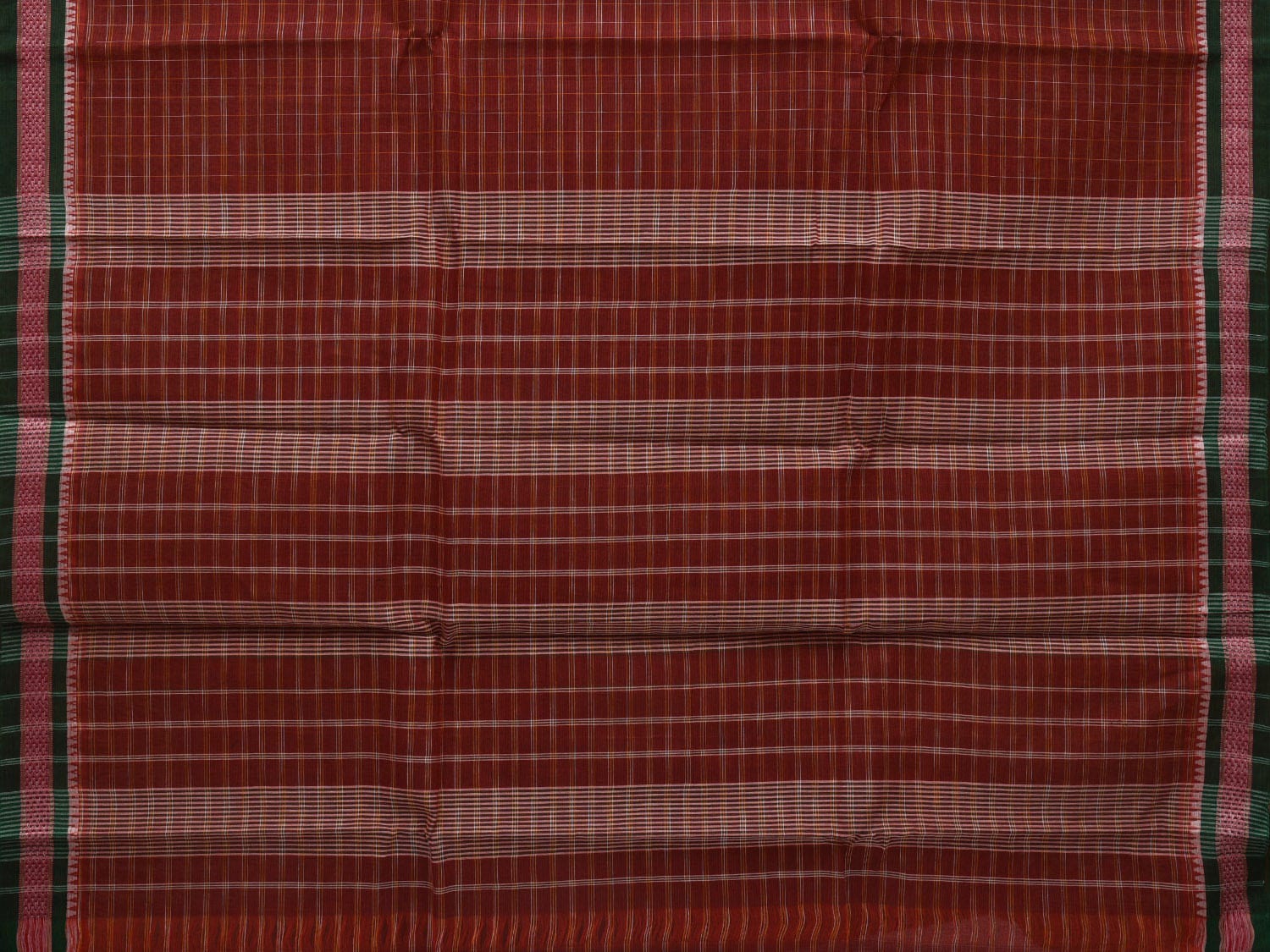 Rust Narayanpet Cotton Handloom Saree with Check Design No Blouse np0603