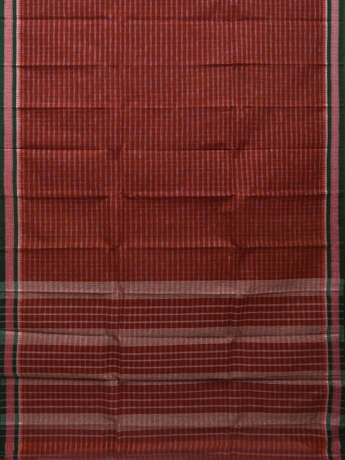 Rust Narayanpet Cotton Handloom Saree with Check Design No Blouse np0603