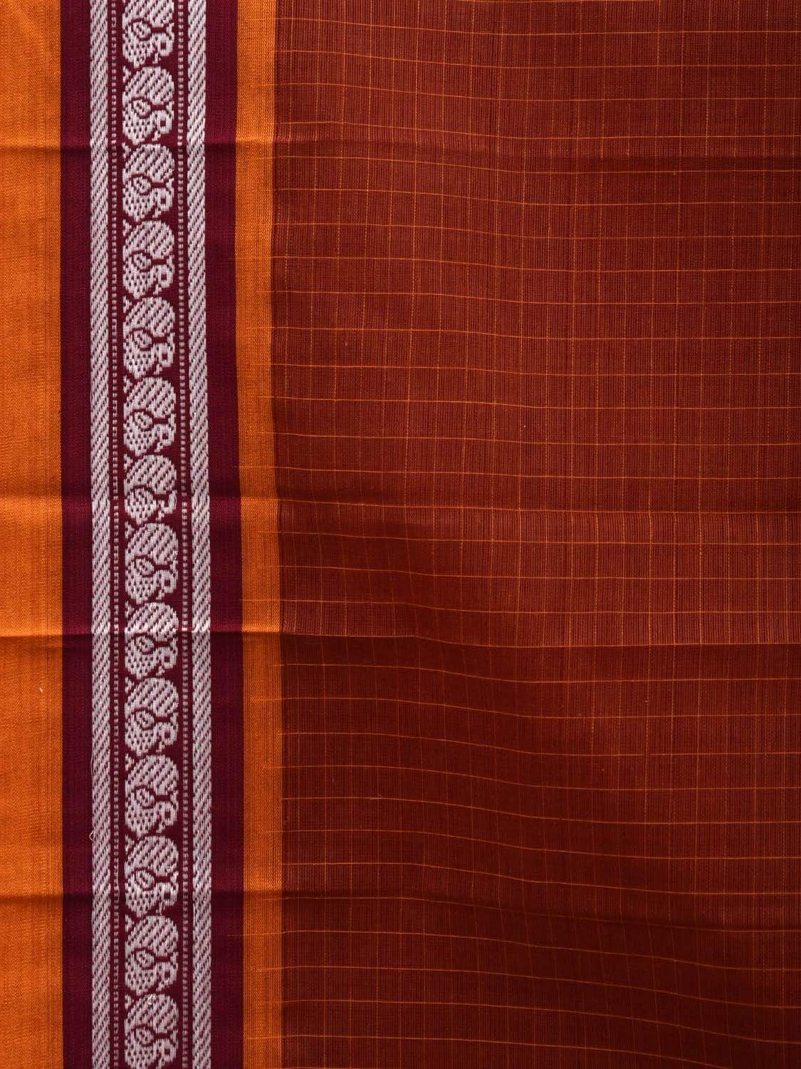 Rust Narayanpet Cotton Handloom Saree with Checks Design No Blouse np0511