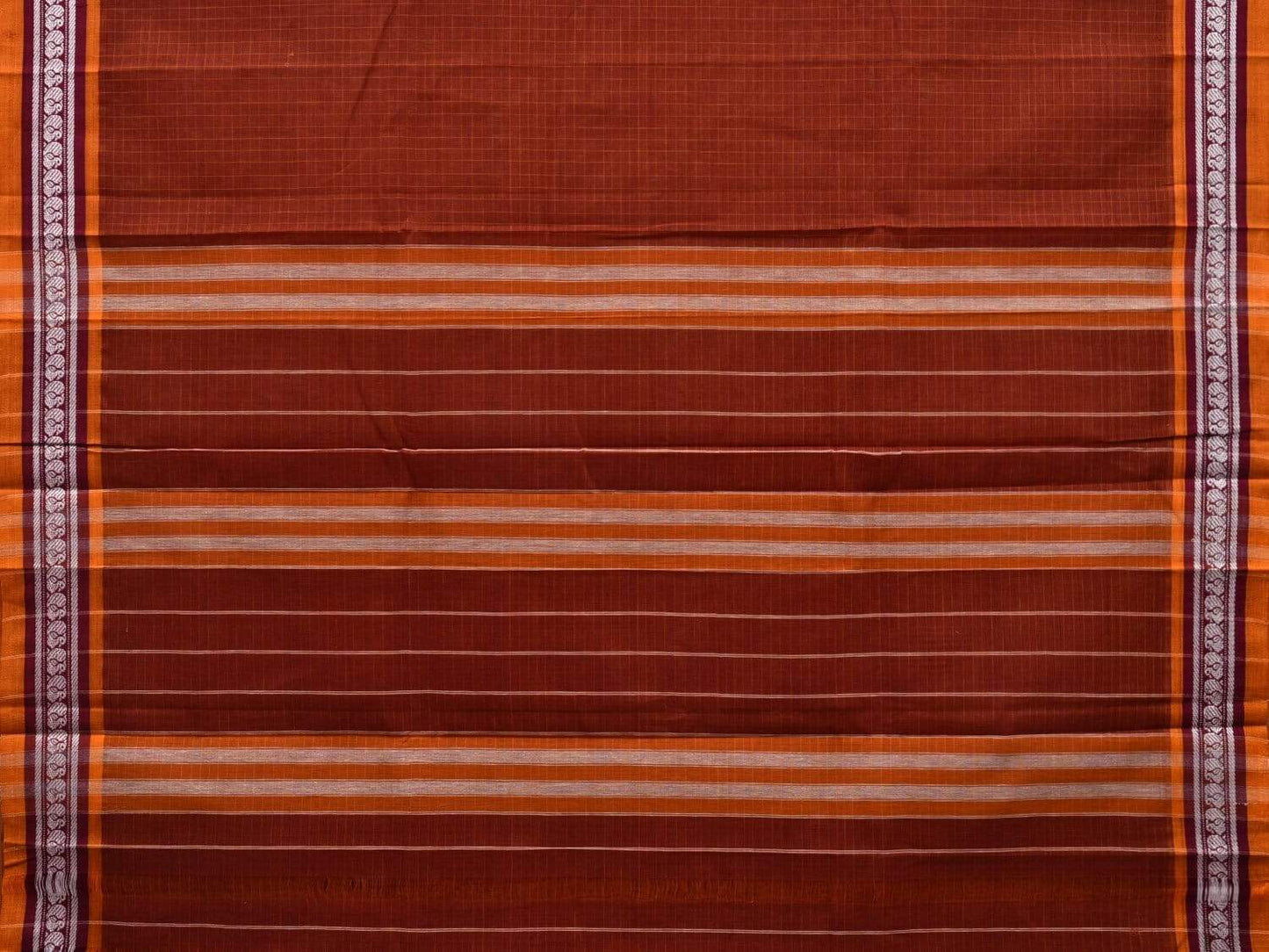 Rust Narayanpet Cotton Handloom Saree with Checks Design No Blouse np0511