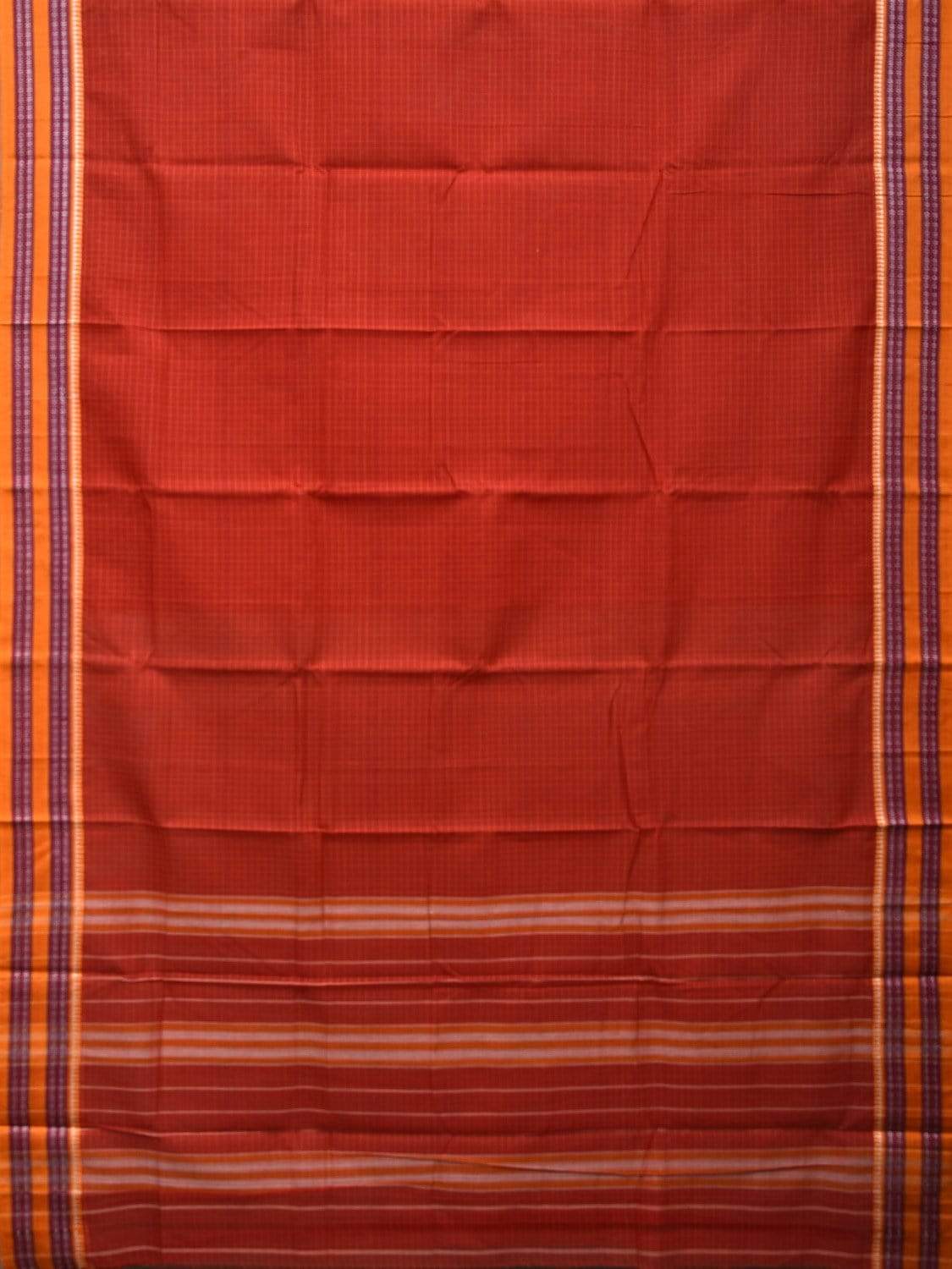 Rust Narayanpet Cotton Handloom Saree with Checks Design np0446