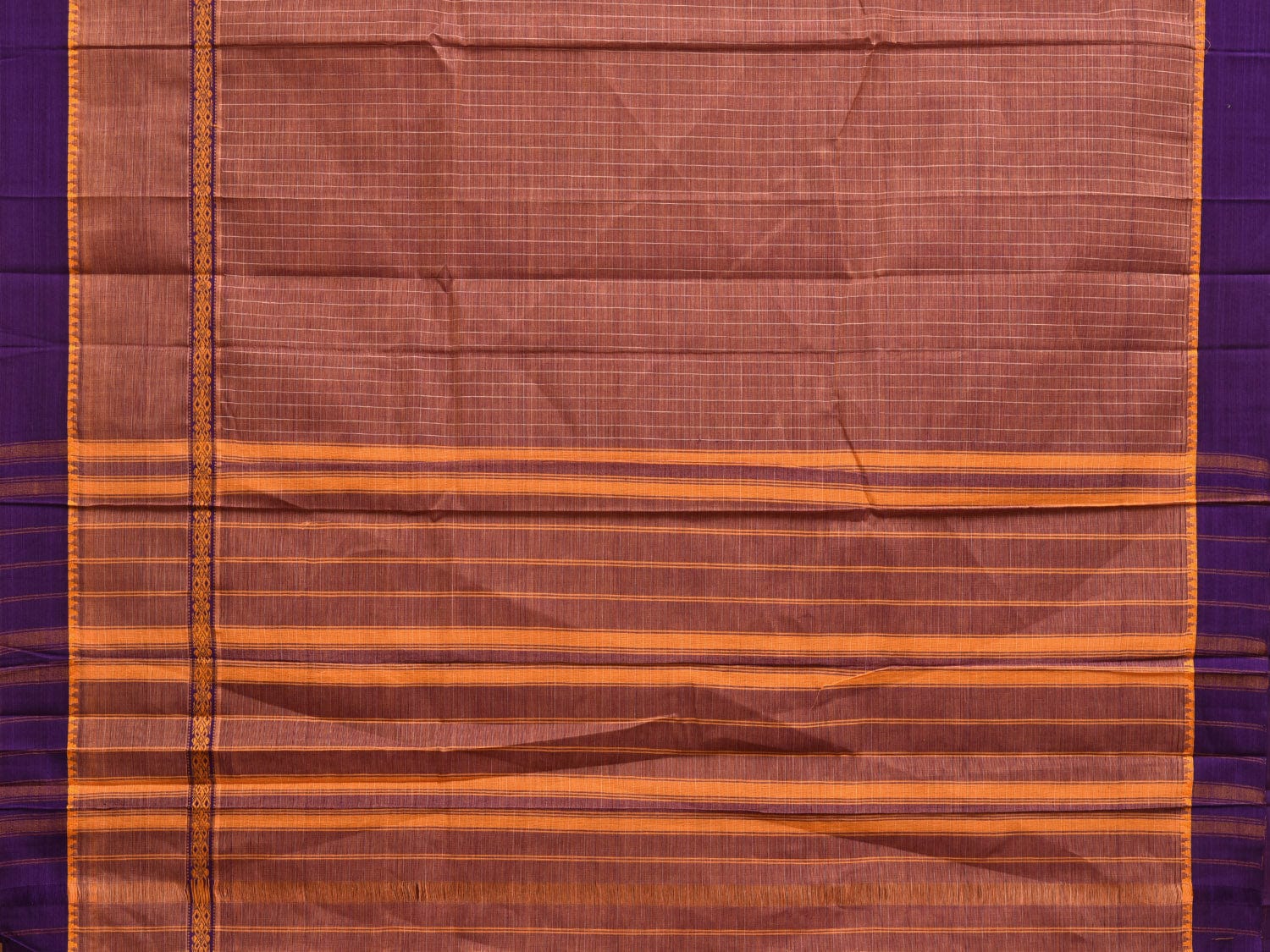 Rust Narayanpet Cotton Handloom Saree with One Side Big Border Design No Blouse np0841