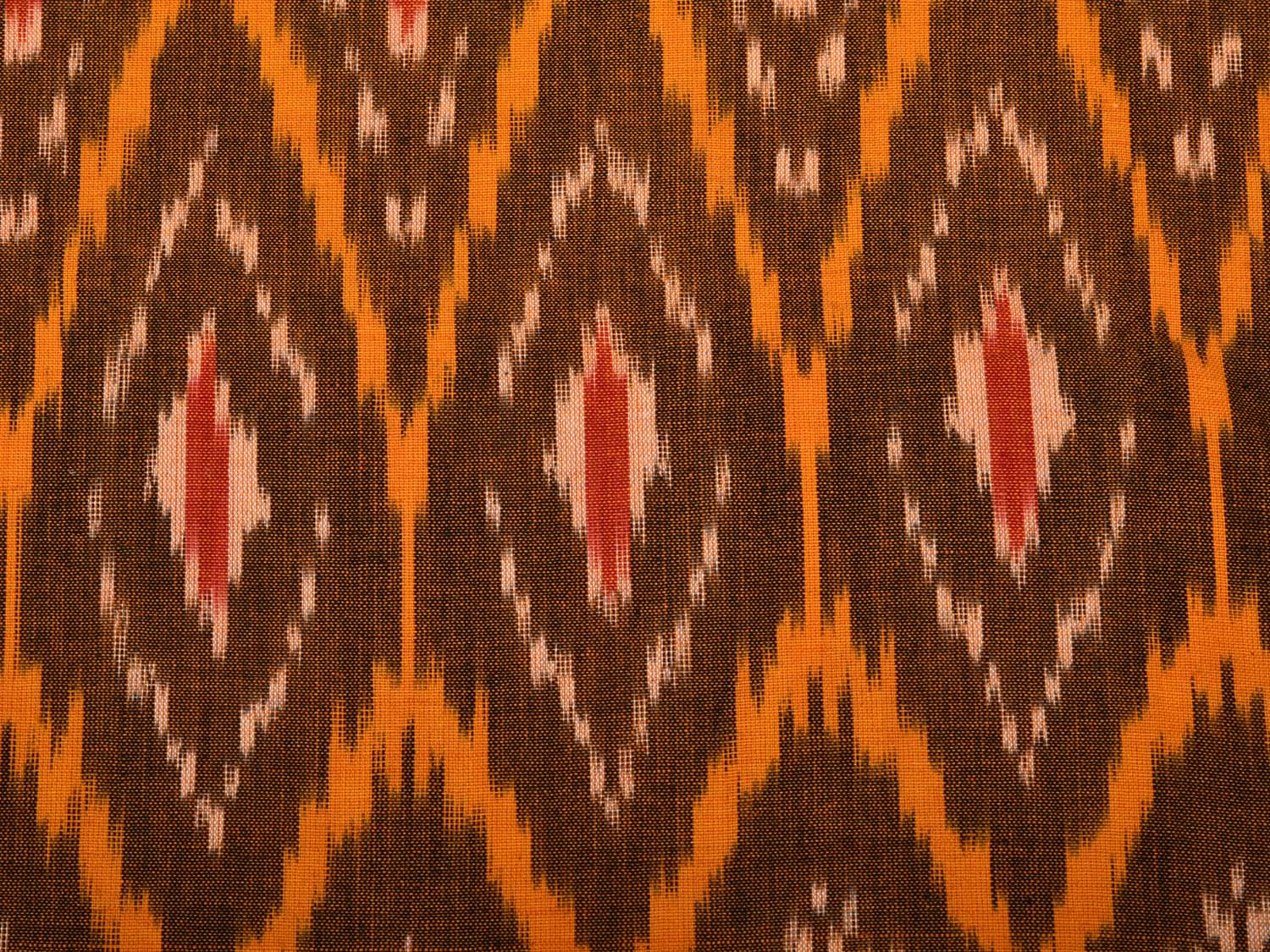 Rust Pochampally Ikat Cotton Handloom Bedsheet with Grill Design 90 x 108 Inches bd0057