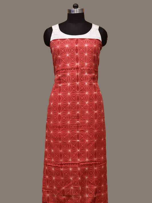 Rust Shibori Cotton Handloom Kurta Fabric with Grill Design 2.5mts f0216
