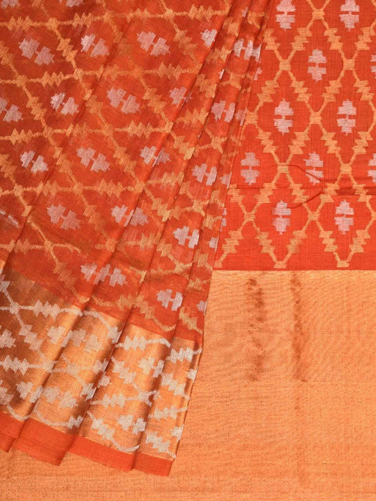 Rust Uppada Cotton Handloom Saree with All Over Jamdani Design u1654