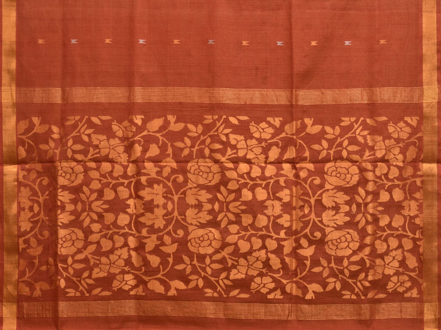 Rust Uppada Cotton Handloom Saree with Floral Pallu Design u2218
