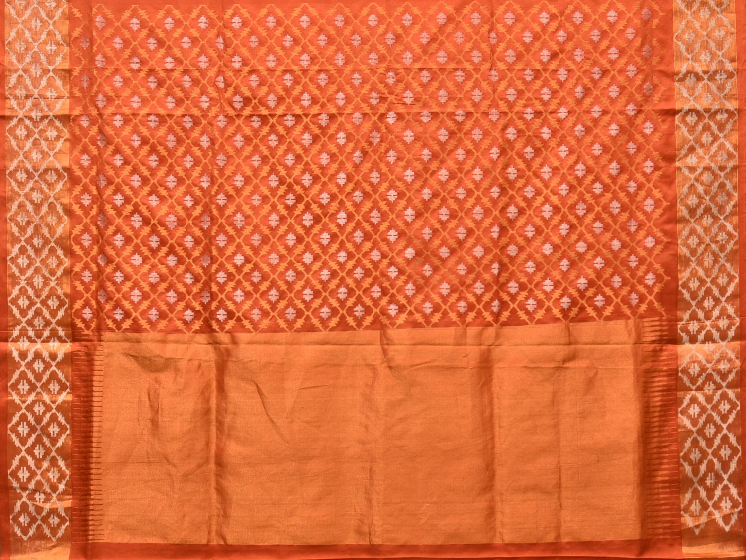 Rust Uppada Silk Handloom Saree with Jamdani Border and Pallu Design u2120