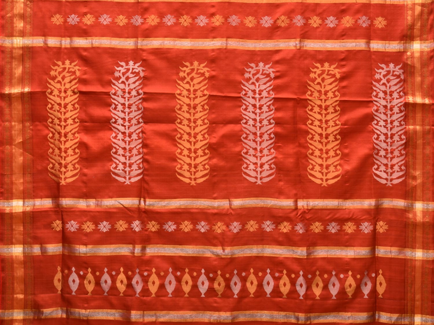 Rust Uppada Silk Handloom Saree with Karpur Pallu Design u2052