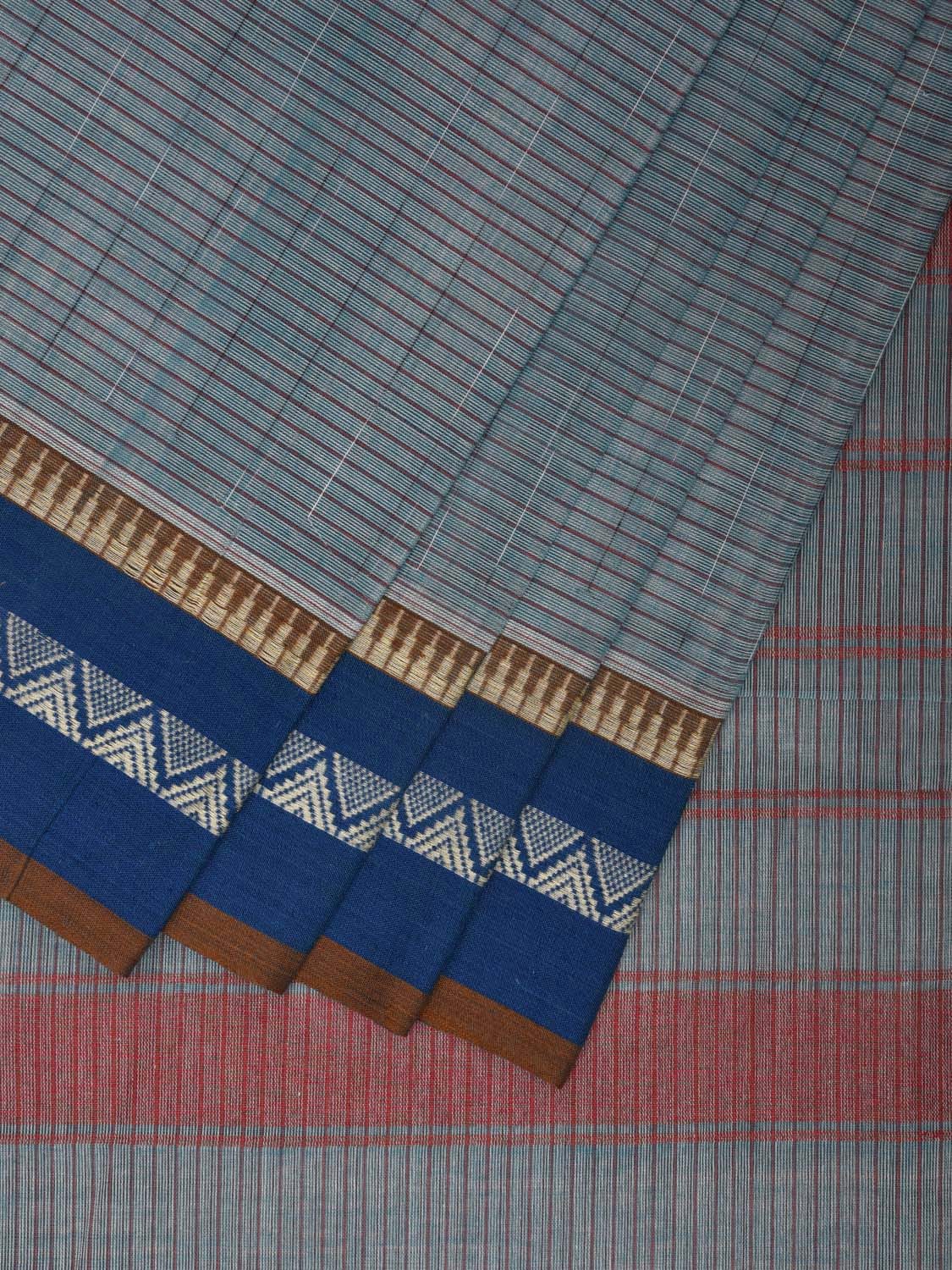 Sea Blue and Blue Narayanpet Cotton Handloom Saree with Checks Design No Blouse np0921