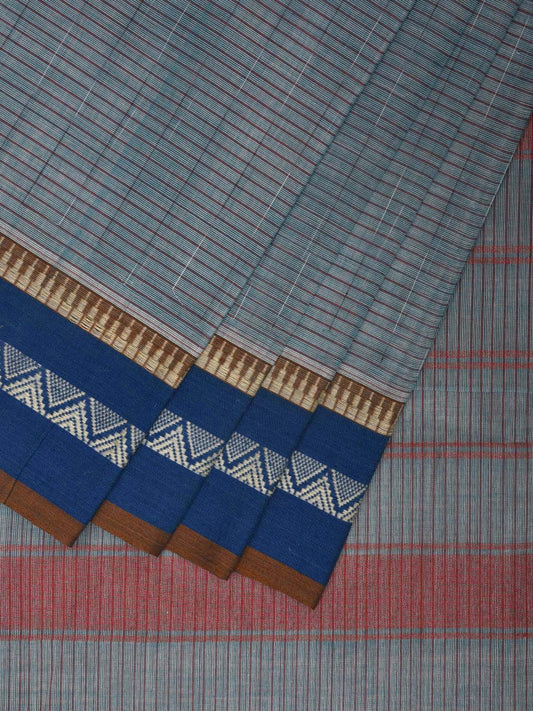 Sea Blue and Blue Narayanpet Cotton Handloom Saree with Checks Design No Blouse np0921
