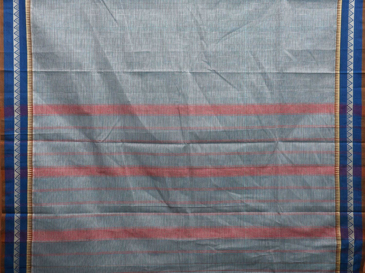 Sea Blue and Blue Narayanpet Cotton Handloom Saree with Checks Design No Blouse np0921