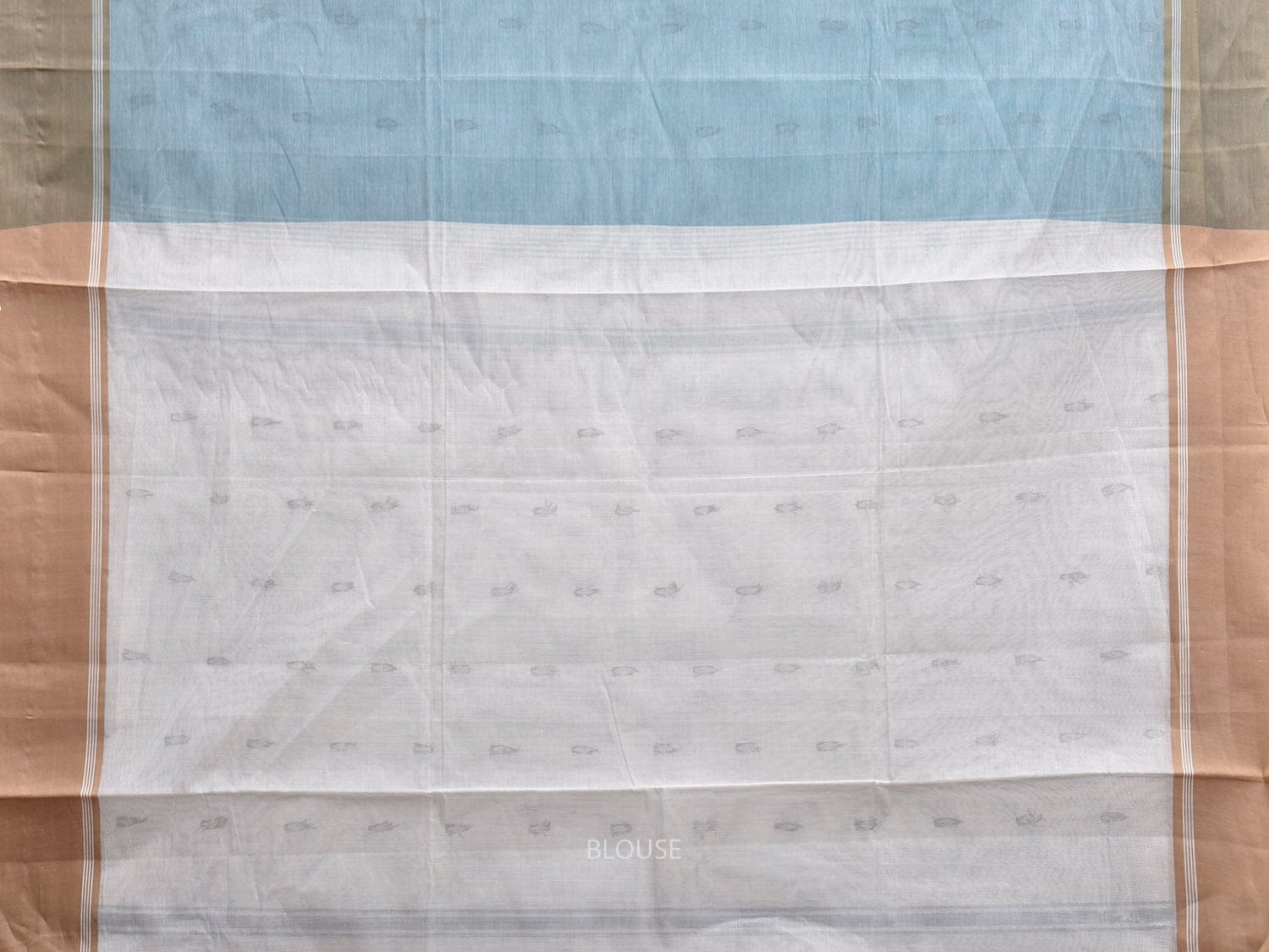 Sea Blue and White Venkatagiri Cotton Saree with Contrast Pallu Design v0134