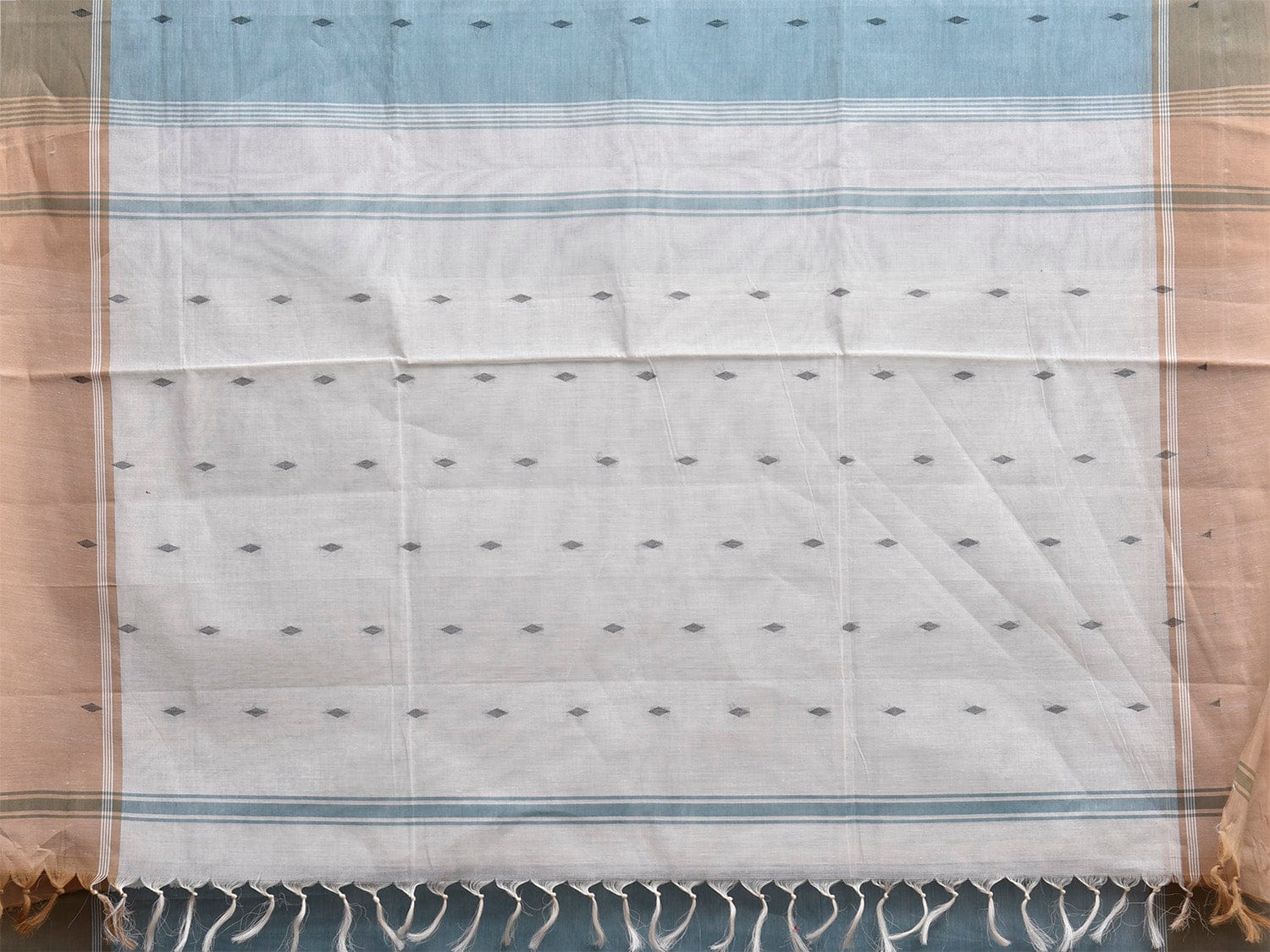 Sea Blue and White Venkatagiri Cotton Saree with Contrast Pallu Design v0134