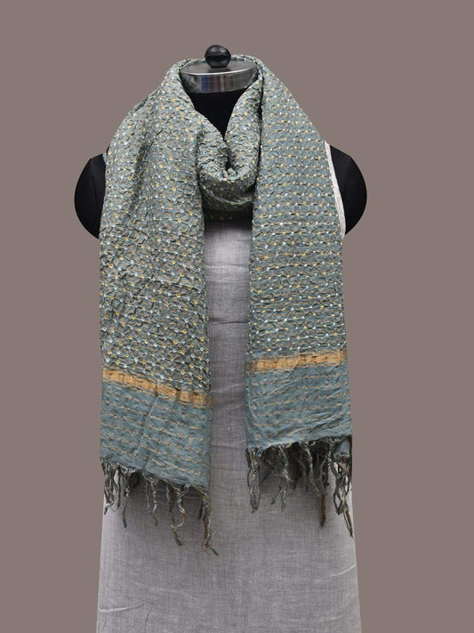 Sea Blue Bandhani Cotton Handloom Dupatta with Zari Checks Design ds2506