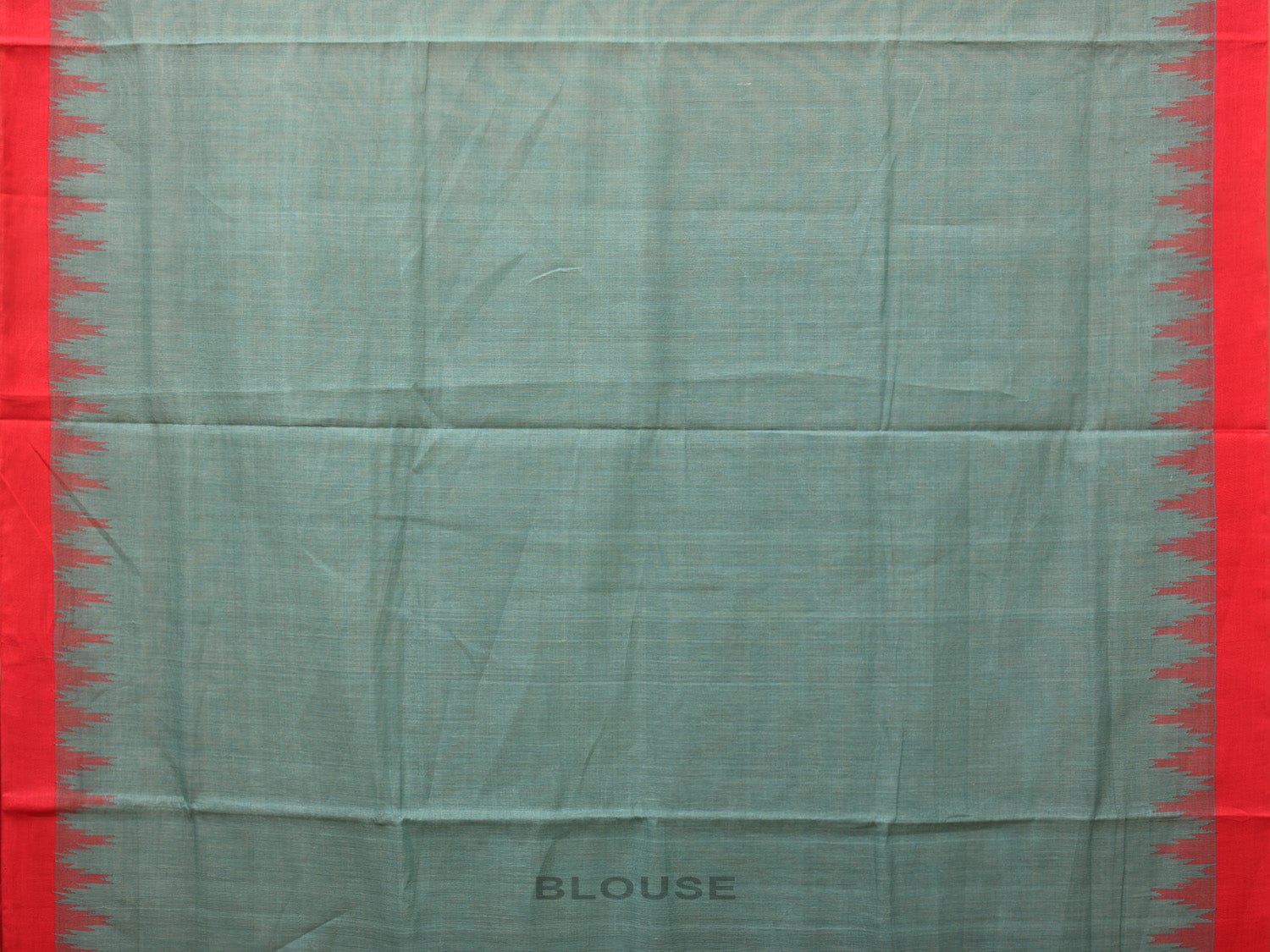 Sea Blue Khadi Cotton Handloom Plain Saree with Temple Border Design kh0624