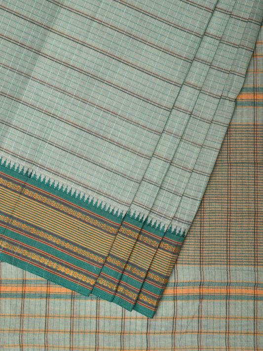 Sea Blue Narayanpet Cotton Handloom Saree with Strips Design No Blouse np0794