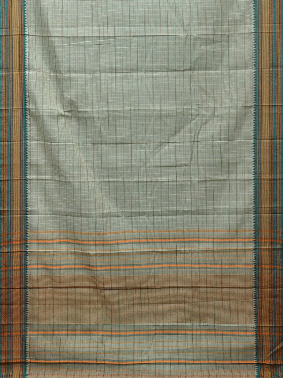Sea Blue Narayanpet Cotton Handloom Saree with Strips Design No Blouse np0794