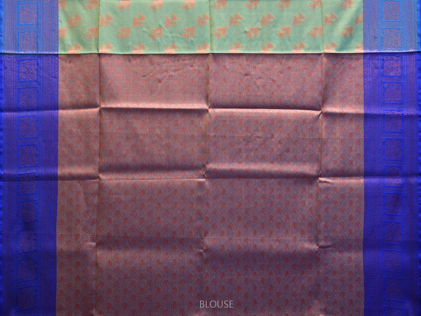 Sea Green and Blue Banaras Katan Silk Saree with Border and Body Butta Design b0056ds