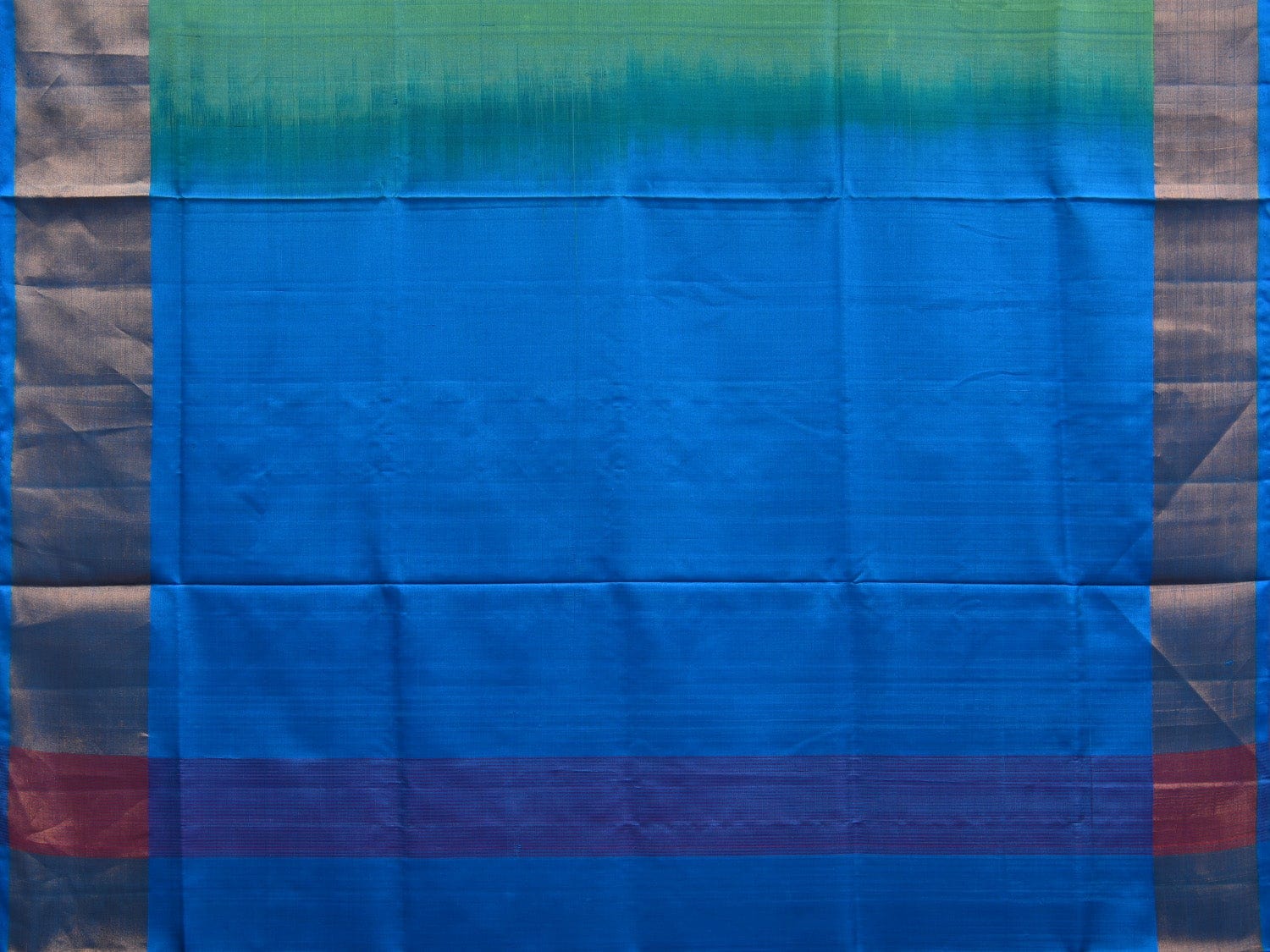 Sea Green and Blue Uppada Silk Handloom Plain Saree with Contrast Pallu Design u1837