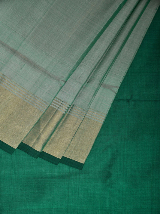 Sea Green and Green Uppada Silk Handloom Plain Saree with Contrast Pallu Design u2351