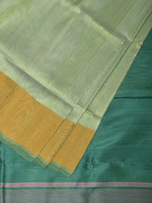 Sea Green and Light Green Uppada Silk Handloom Plain Saree with Contrast Pallu Design u2206