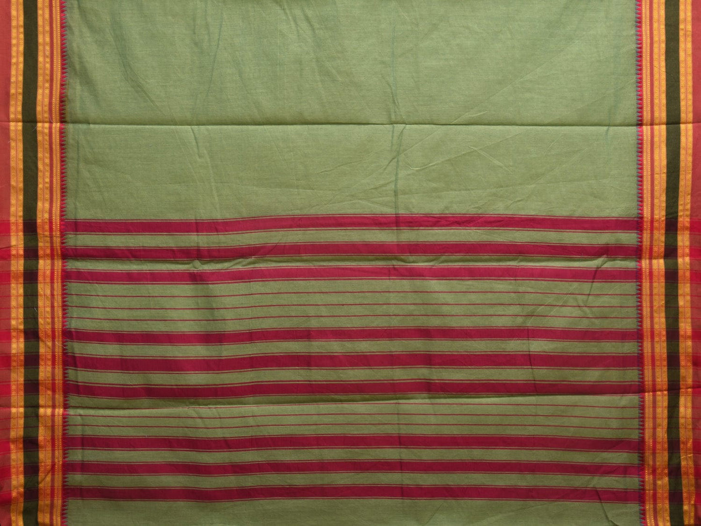 Sea Green and Maroon Bamboo Cotton Plain Saree with Strips Pallu Design No Blouse bc0313