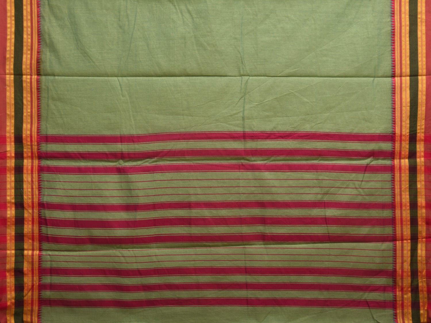Sea Green and Maroon Bamboo Cotton Plain Saree with Strips Pallu Design No Blouse bc0313