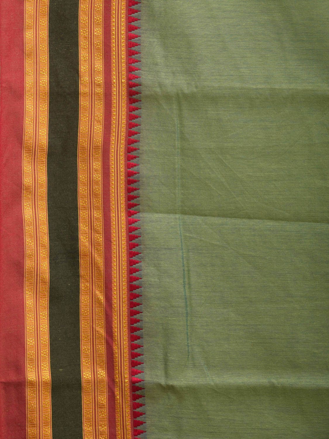 Sea Green and Maroon Bamboo Cotton Plain Saree with Strips Pallu Design No Blouse bc0313