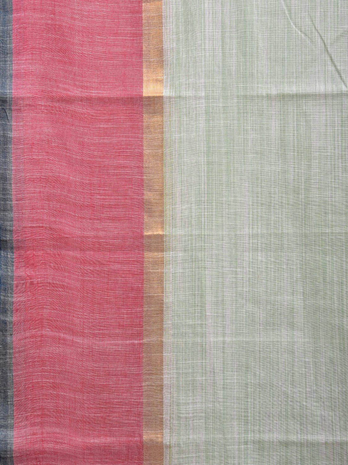 Sea Green and Pink Kanchipuram Cotton Plain Saree with Strips Pallu Design k0606