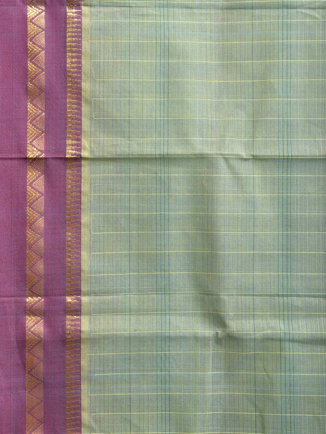 Sea Green and Purple Narayanpet Cotton Handloom Saree with Strips Pallu Design No Blouse np1143