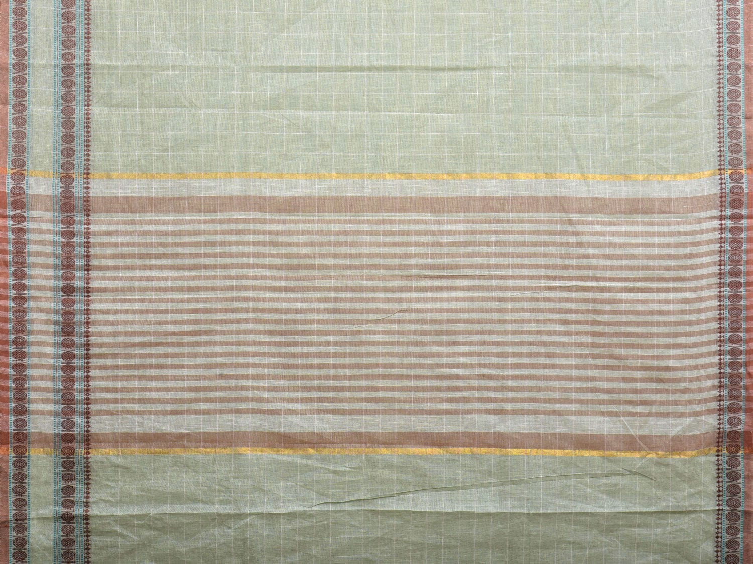 Sea Green Kanchipuram Cotton Saree with Big Checks Design k0601
