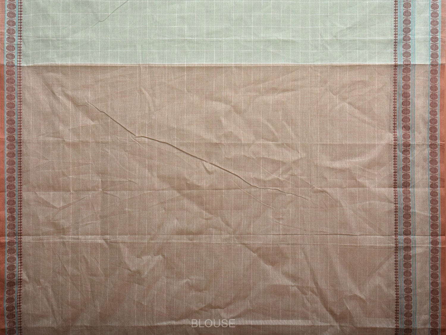 Sea Green Kanchipuram Cotton Saree with Big Checks Design k0601