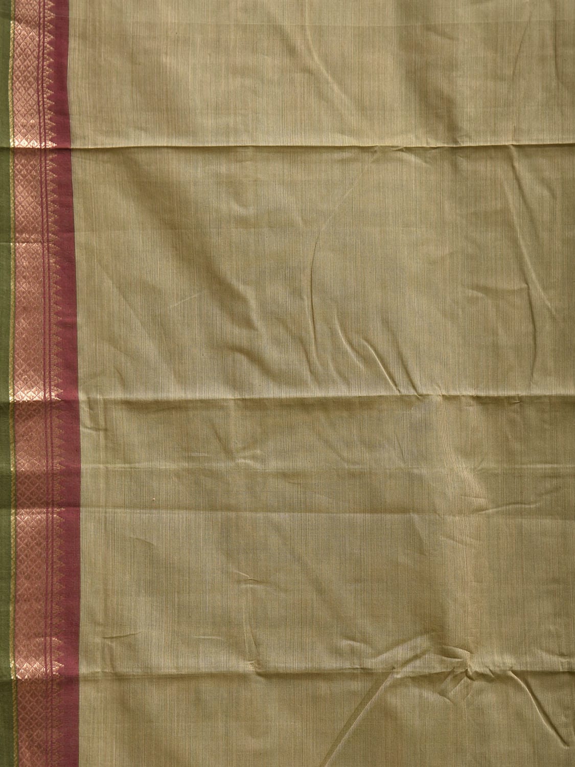 Sea Green Kanchipuram Cotton Saree with Strips Pallu and Small Border Design k0864