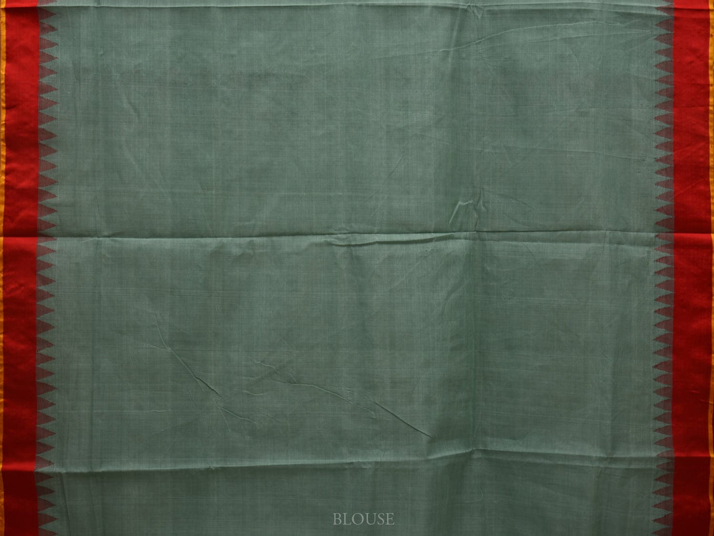 Sea Green Khadi Cotton Handloom Plain Saree with Temple Border Design kh0560