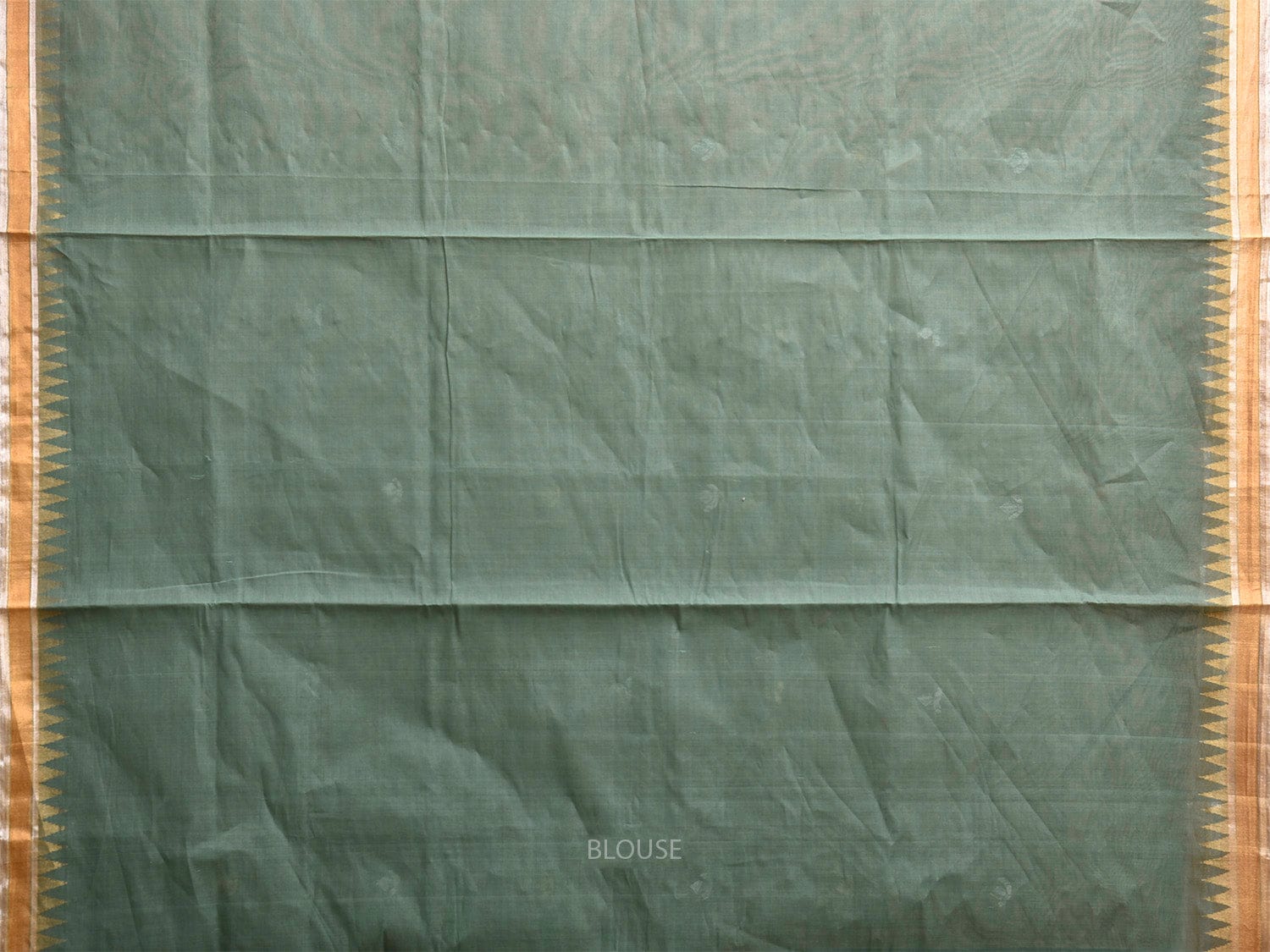 Sea Green Khadi Cotton Handloom Saree with Floral Pallu Design kh0718