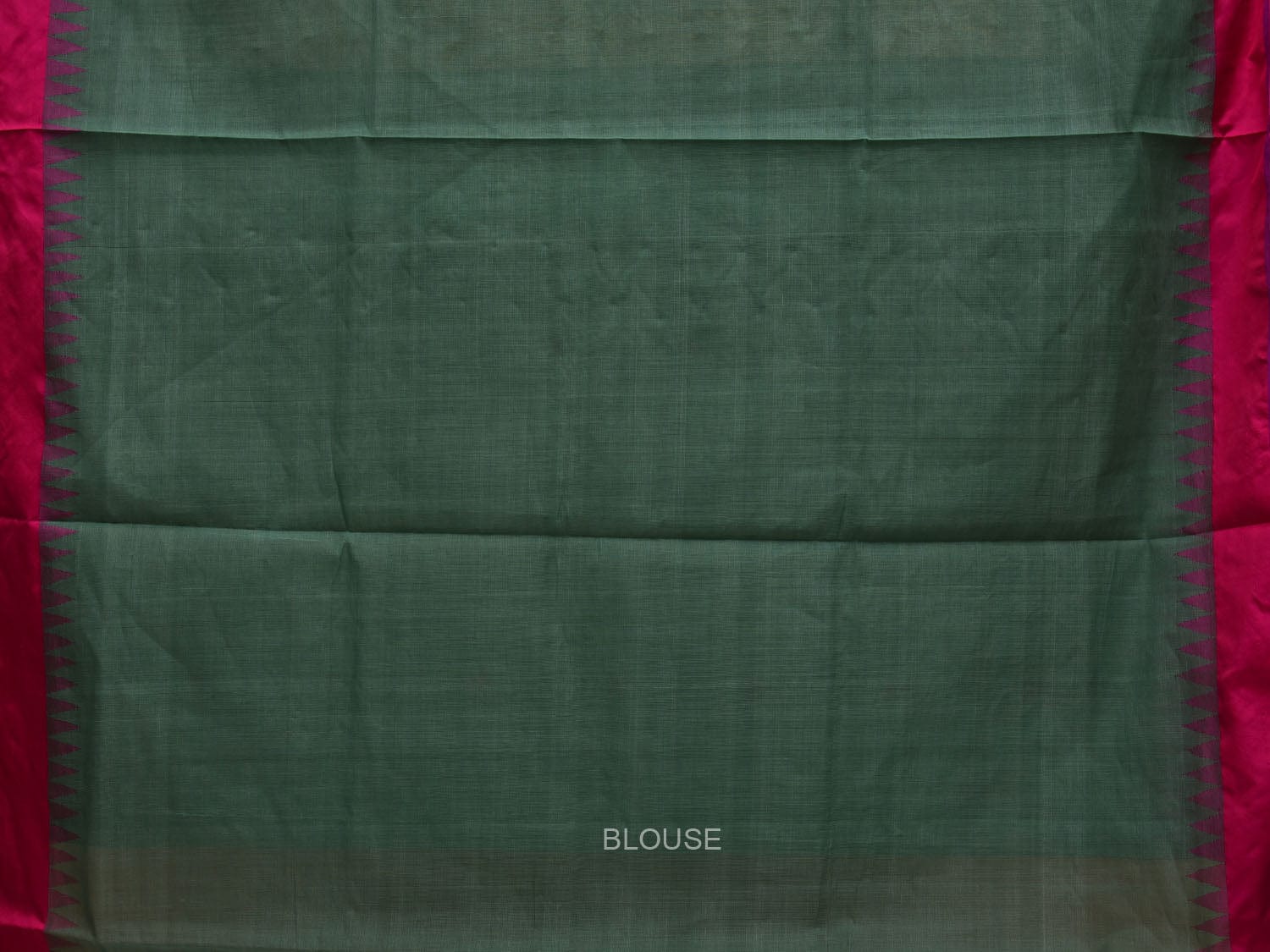 Sea Green Khadi Cotton Handloom Saree with Jamdani Buta and Temple Border Design kh0591