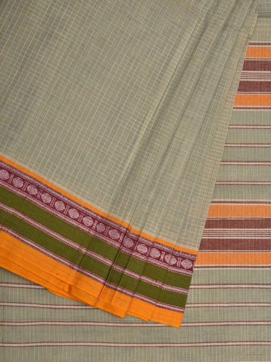 Sea Green Narayanpet Cotton Handloom Saree with Checks Design No Blouse np0472